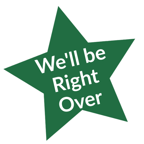 We’ll Be Right Over – TBros tagline with green star