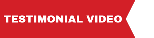 Graphic ribbon with text testimonial video used to highlight customer video reviews